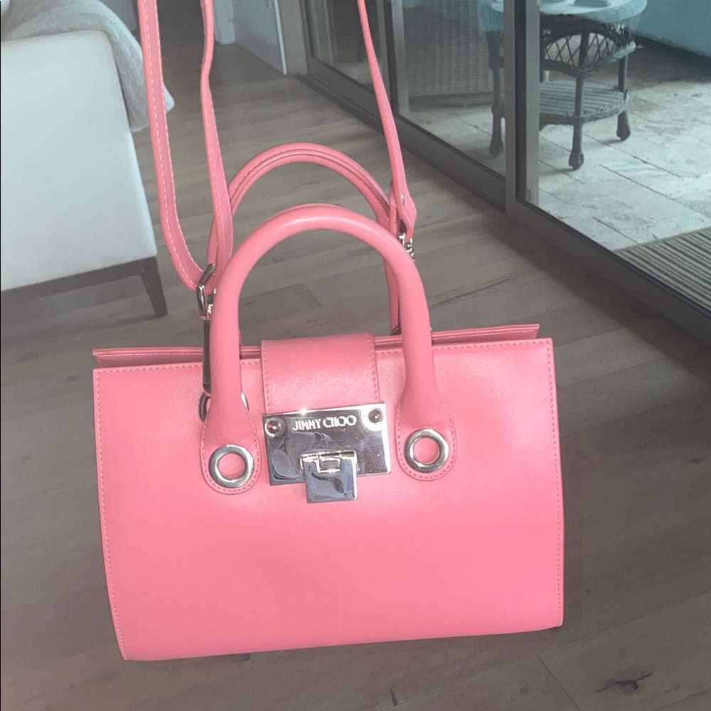 Jimmy Choo PINK/ Coral Satchel/ crossbody bag EUC - Picture 6 of 6